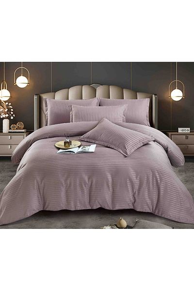 JOJO HOME Damask Bedding Set, 1 Person, 4 Pieces, 155 x 230 cm Lila