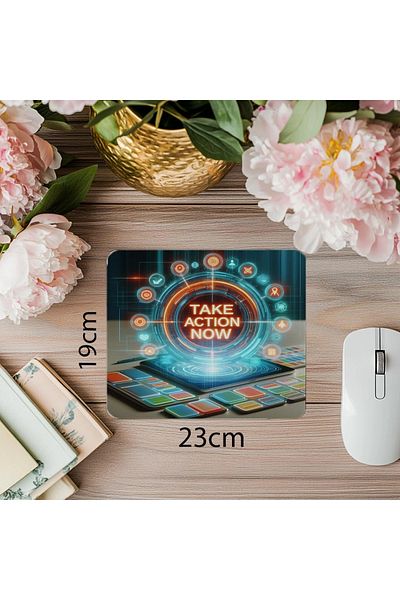 Luluyen Mousepad luminos scris Acționează acum - 19x23cm 2mm dreptunghiular importat imprimat mouse pad