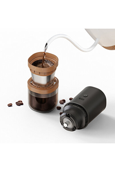 Yelajoy Cordless Travel Coffee Grinder,Stainless Steel Shell Blade Electric Equipment,with Conical Filter