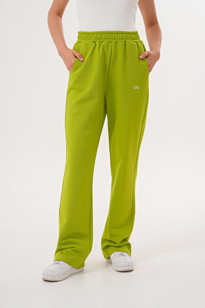 Basics&More Kadın Fıstık Yeşil Pamuklu Yüksek Bel Rahat Kalıp Eşofman Altı