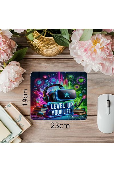 Luluyen Mousepad energetic scris "Level Up Your Life" - 19x23 cm 2 mm dreptunghiular importat imprimat