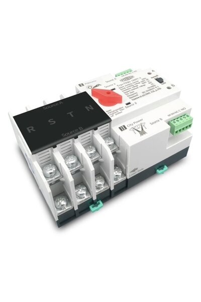 TOMZN Comutator și invertor automat cu transfer dublu de putere 4P 125A ATS, șină DIN pentru panouri fotovoltaice