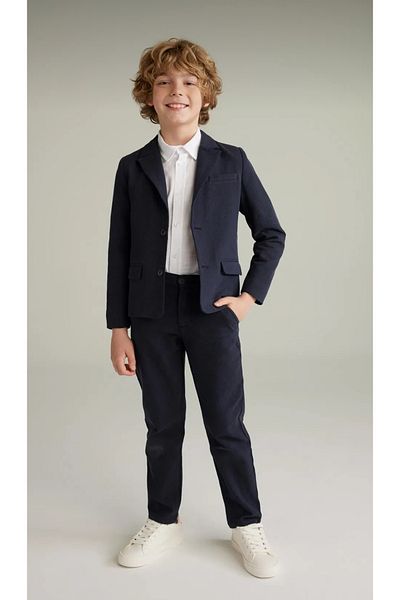 ASL GOLF CLUB Boys' Navy Blue Fabric Trousers Adjustable Elastic Waist Standard Leg School Trousers