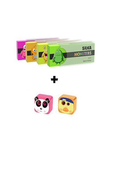 Adel ART.13 MONSTERS 4 ADET SİLGİ VE CUBİE 2 ADET KALEMTRAŞ SETİ (KIZ ÖĞRENCİ)