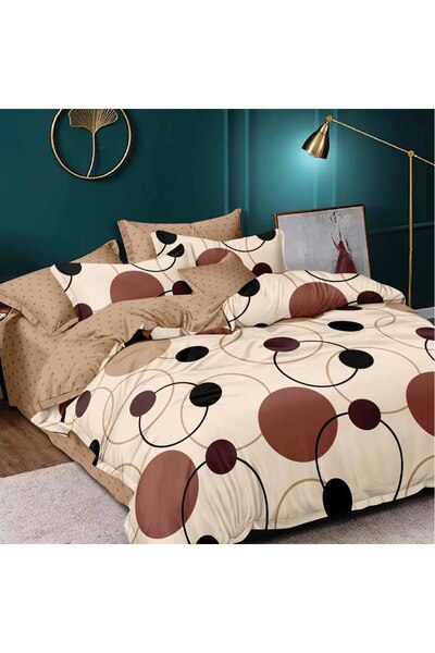 Lenjerii Deco Double bed linen set made of thick cotton finet fabric, 6 pieces, 2 persons, color JK50