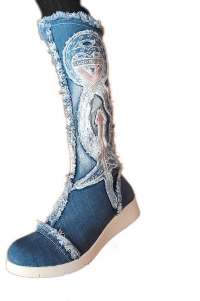 blue moon - Ghete denim Pisa, Albastru, 38