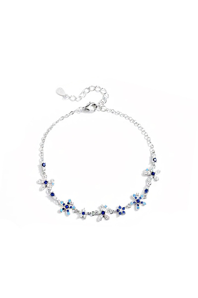 Brezza Lusso Jewelry Blue Blossom 925 Ayar Gümüş Çiçek Kadın Bileklik