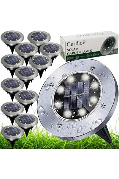 Gardlov Set de 12 lumini solare de grădină, 8 LED-uri cu lumină albă rece, IP...