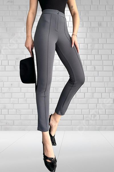 JamaisVu Women's Crepe Fabric Lycra Grass Tight Leg Tightening Trousers