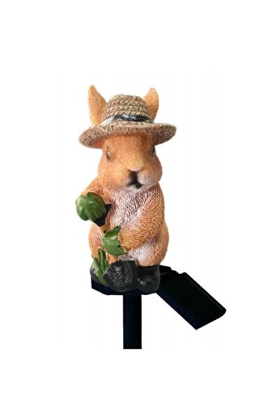 PROCART Lampă solară LED de exterior, 2W, figurină iepure, IP67, 400mAh, 1.2V, 43 cm, maro