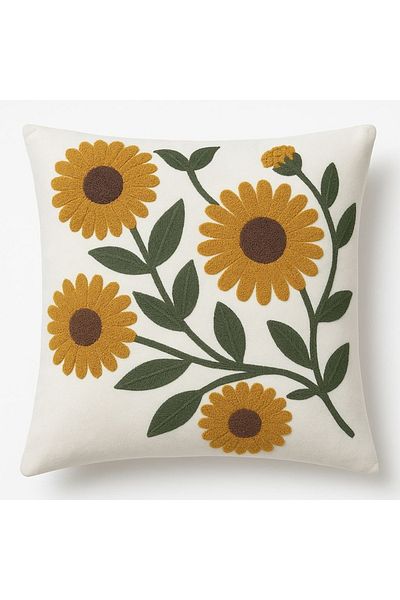 OEM Perna Decorativa Canapea cu Broderie Floarea, 40x40 cm