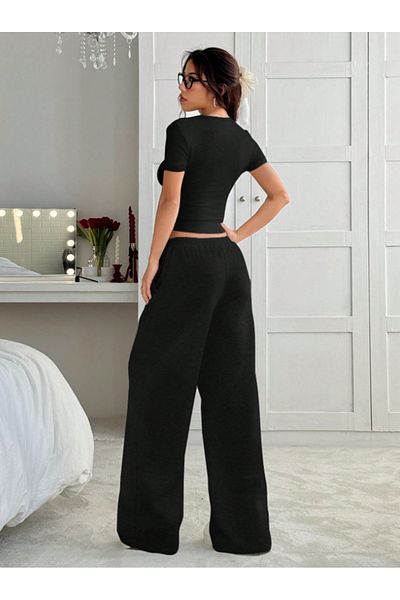 CANDERO Pantaloni de sport pentru femei, negri, largi, supradimensionați, de calitate, cu croiala largi, flexibili, confortabili, din țesăturăYUS