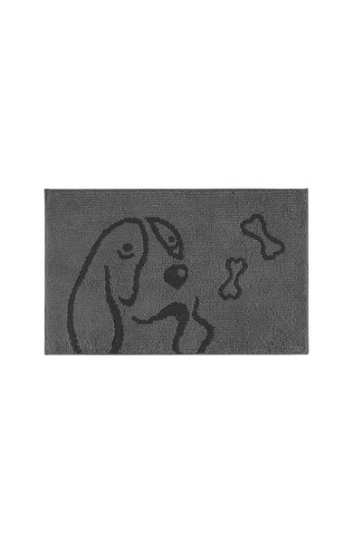 PURRUGS entrance mat, polyester, dark grey/black, 60 x 90 cm