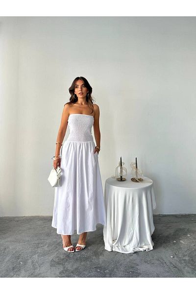 Miss Prova Strapless Rubber Detail Pocket Lined Dress Misselb6349
