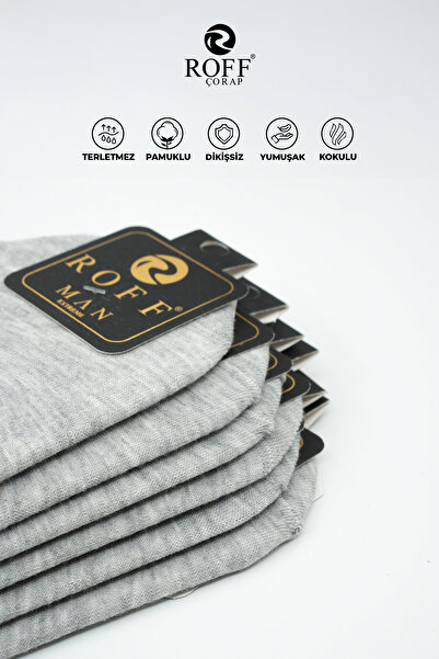 ROFF ÇORAP Roff Cotton Men's Ballerina Socks Seamless Invisible Anti-Slip Silicone Pack of 6