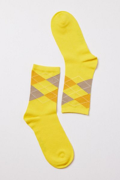 Katia&Bony Yellow Children's Socks - Plaid Pattern