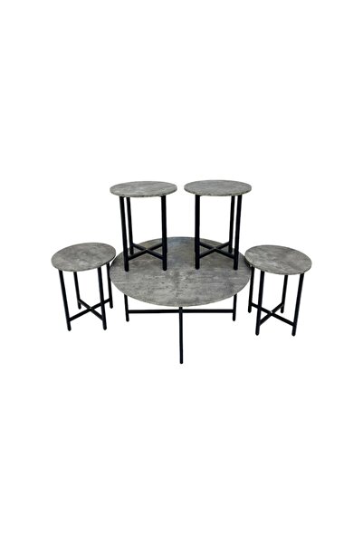 DEC11 4+1 Dark Grey Wood Serving Table Set