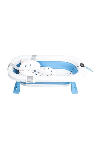 Z-Tools Cădiță pliabilă pentru bebeluși, cu termostat și pernă, albastră / ZTS9153