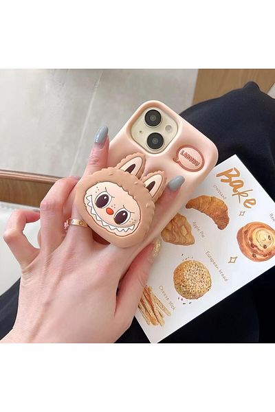 ZB Aksesuarda Moda غطاء حماية فاخر من السيليكون الناعم المتوافق مع iPhone 15 مع ميزة الحامل