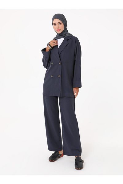 Refka Jachetă cu cheie moale Pantaloni Set de două piese - Bleumarin -