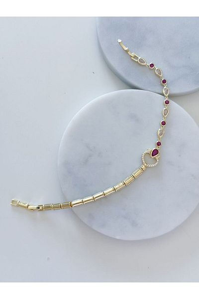 CHARMLUCKY Colorful Stone Heart Pipe Bracelet