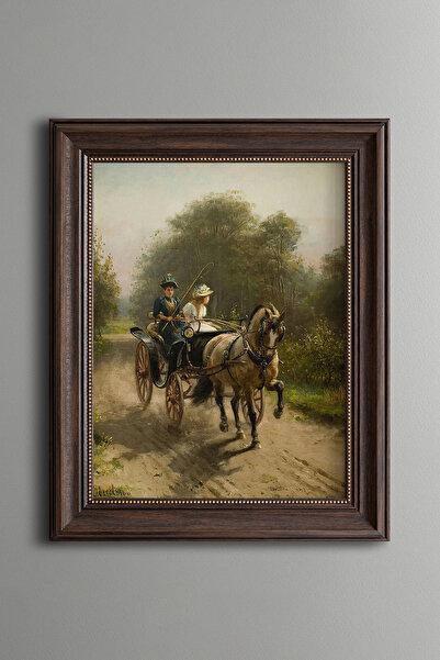 epiqart Ormanda Bir Sabah Gezintisi - Vintage Desenli Çerçeve