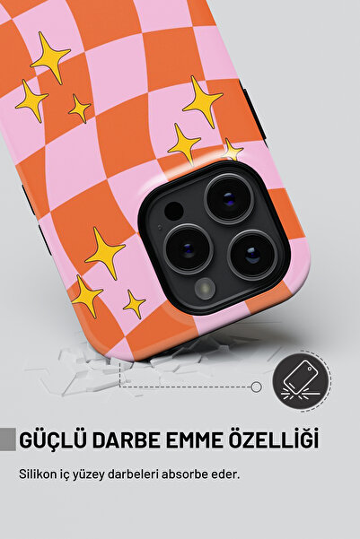 WANNA PROTECT iPhone 14 Pro Max Çift Katmanlı Darbe Emici Koruma Dama Parlak Superior PROTECT Telefon Kılıfı