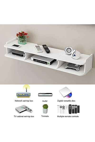 FOXMAG24 Suport pentru router și accesorii, dimensiuni 60 x 20 cm, cu 3 compartimente