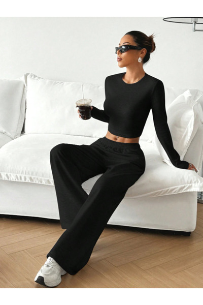 CAONNES بنطلون نسائي أسود مقاس كبير فضفاض وفضفاض من ALTI بنطلون رياضي مرن من ...