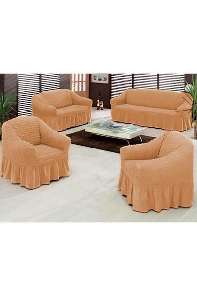 Inovius Set 3 huse 311, pentru canapele 3 locuri si 2 fotolii - Model Uni Maro Deschis