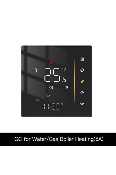 Choice10 ترموستات WHT-006-GC-BK-MS للتحكم في درجة حرارة الغرفة لاسلكيًا عبر شبكة WiFi للتدفئة الأرضية بالماء/الكهرباء