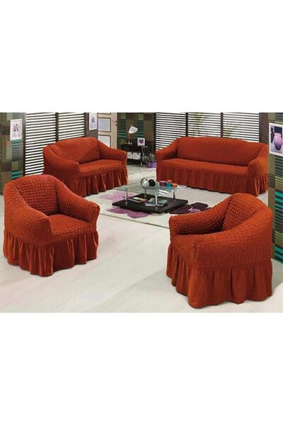 Inovius Set huse 4 piese - 3-seater and 2-seater sofas, 2 armchairs - Uni Brown