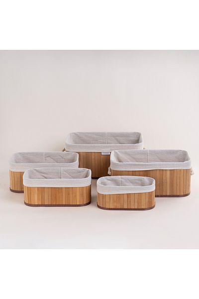 Cottage bamboo basket set 5 pcs