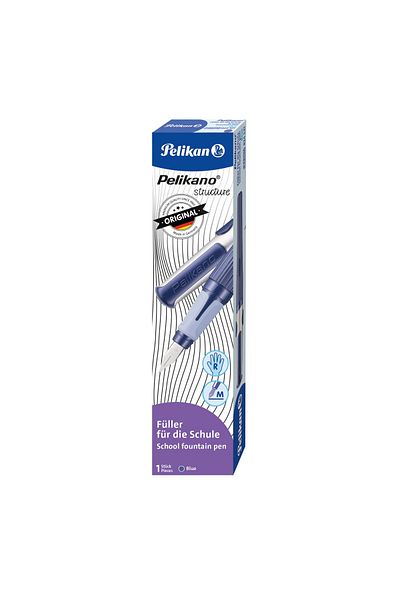 Pelikan Stilou cu structură Pelikano, peniță M, prindere ergonomică, include 1 cartuș, albastru, rășină