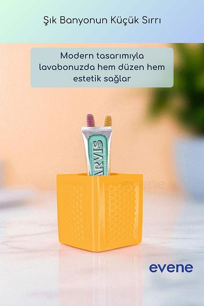 Evene Θήκη οδοντόβουρτσας Βάση οδοντόβουρτσας Βάση οδοντόβουρτσας Σκούρο κίτρινο χρώμα Μοντέλο 86