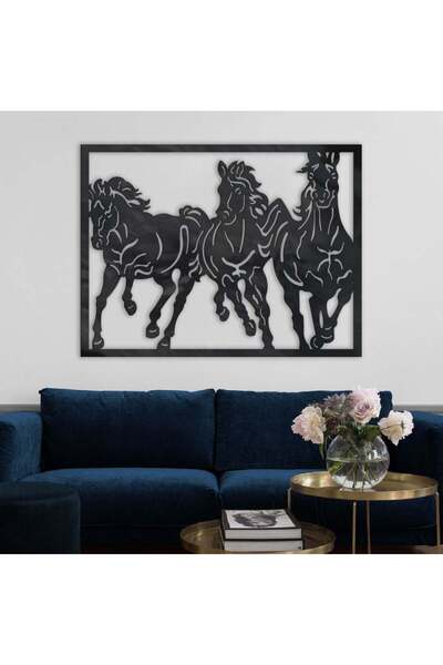 4gdran منحوتة اكريلك اسود بنقشة حصان