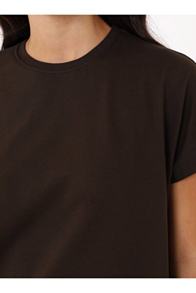 Refka Γυναικείο μπλουζάκι με λαιμόκοψη χαμηλού ώμου - καφέ -