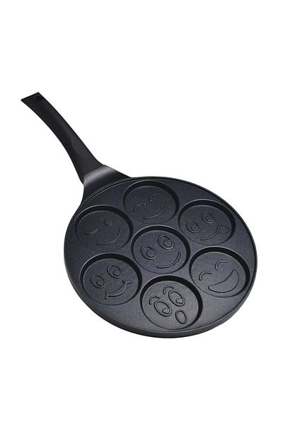 divendi-ro Pancake pan with Emoji, compatible with electric, ceramic and gas hobs, diameter 26.5 cm, black
