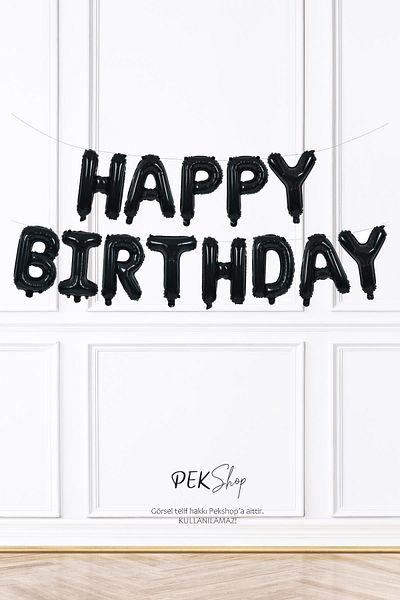 PEKSHOP Black Color Happy Birthday Retro Foil Balloon
