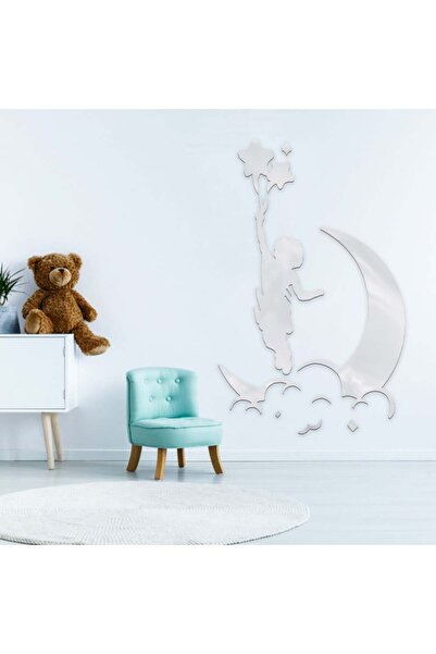 Marktna لوحة اكريلك فضي مودرن بنقشة قمر