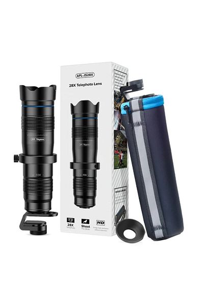 APEXEL Obiectiv profesional HD 28X, teleobiectiv metalic compatibil cu majoritatea smartphone-urilor -