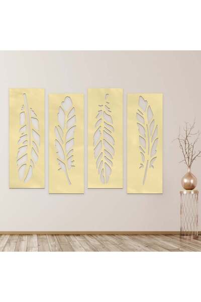 4gdran منحوتة اكريلك ذهبي بنقشة ريش