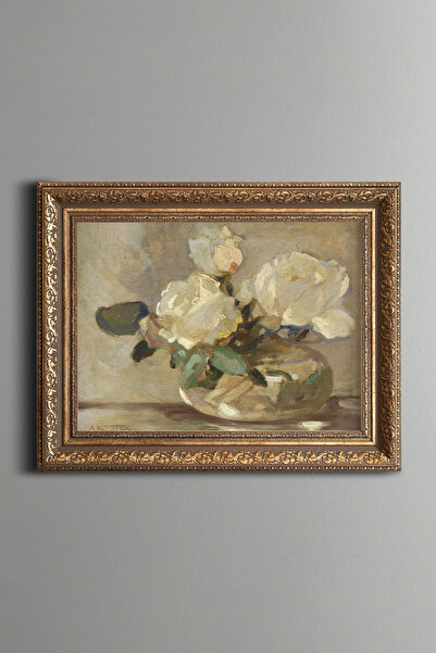 epiqart Çiçekli Natürmort - Vintage Desenli Çerçeve