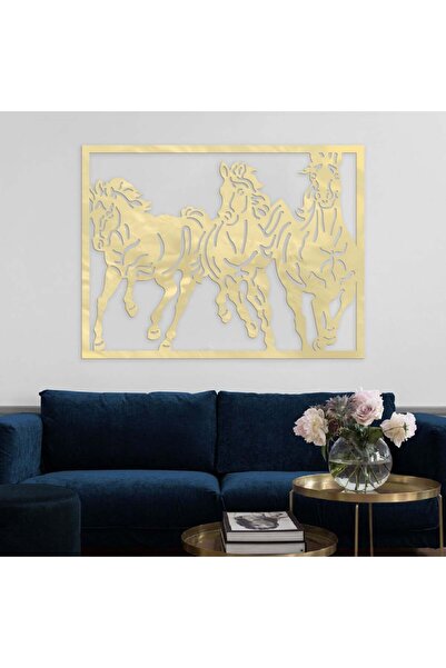 Marktna لوحة اكريلك ذهبي بنقشة حصان