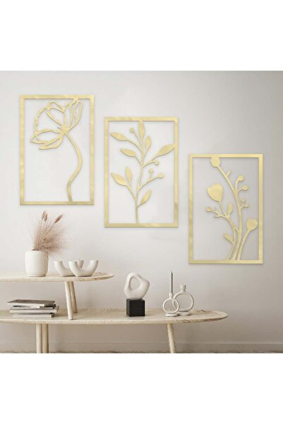 Marktna لوحة اكريلك ذهبي بتصميم ورود