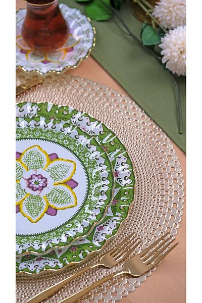 Glore Montsechia Vidalii 6 Piece Gold Gilded Service Set for 6 People - Serving Plate