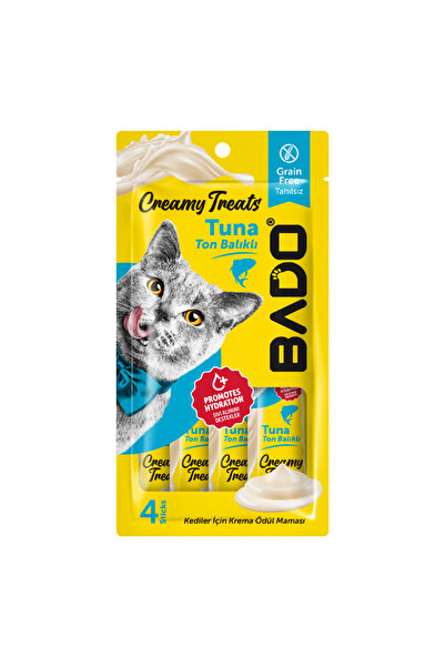 BAD0 Ανταμοιβές για γάτες, κρεμώδης τόνος, κρεμώδης λιχουδιά τόνου, 4x15 g, σ...