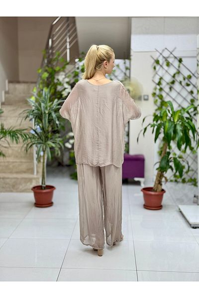 Punta Otantik Nc6641 Italian Pulpayetted Silk Suit Mink