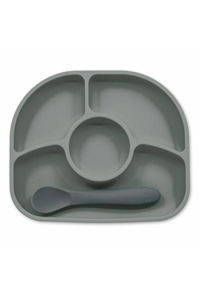 bblüv Dinner set, BBluv, Yumi, Divided plate and spoon, With 4 compartments, BPA free, Grey
