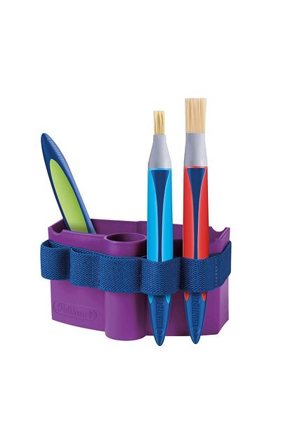 Pelikan Recipient de apă pentru perii, cu bandă elastică de fixare, culoare violet, material plastic